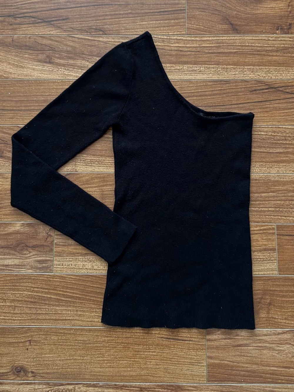 Dynamite Black One-Shoulder Ribbed Long Sleeve Top Size XS